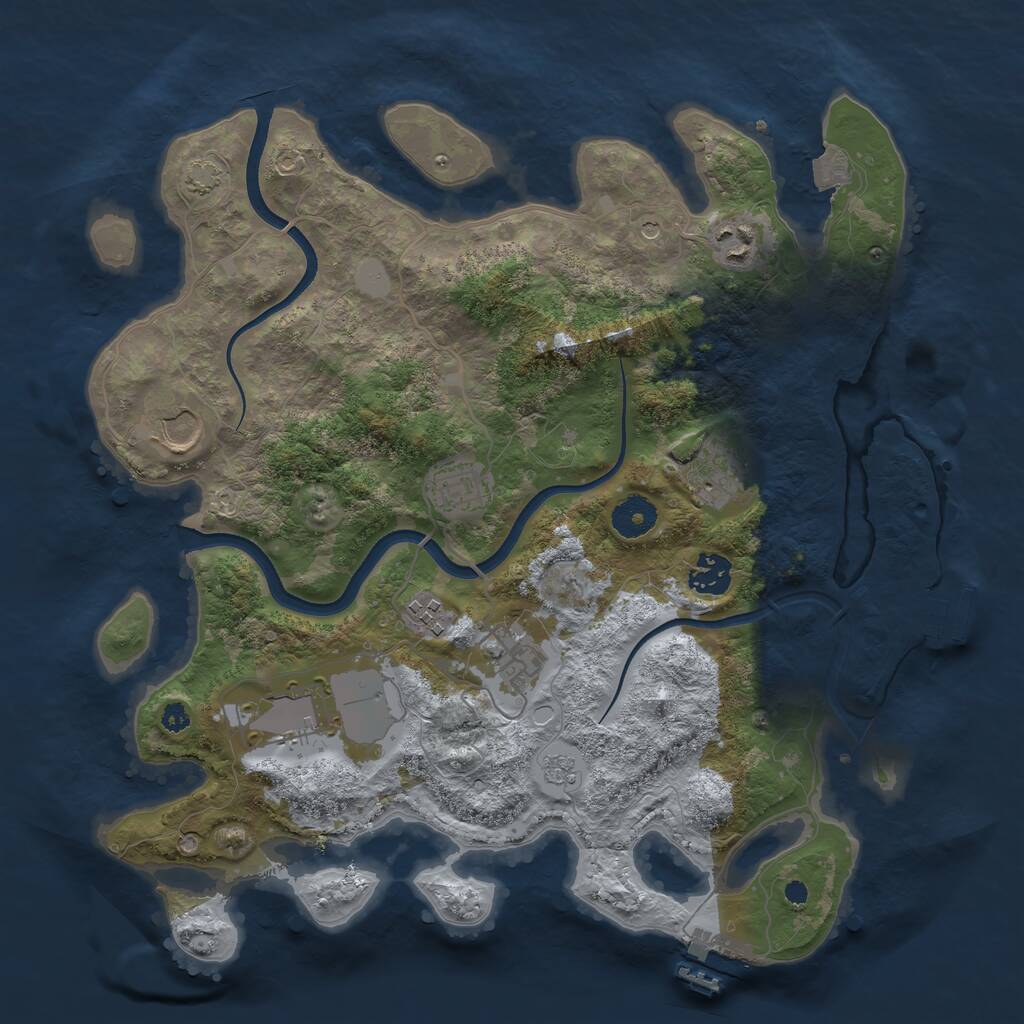 Rust Map: Procedural Map, Size: 3600, Seed: 242762, 14 Monuments