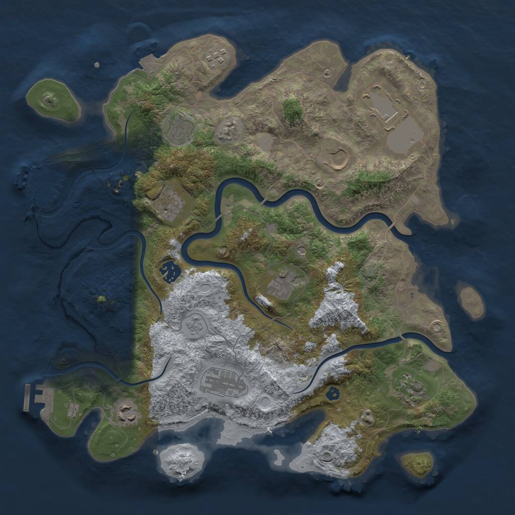 Rust Map: Procedural Map, Size: 3750, Seed: 901688066, 16 Monuments