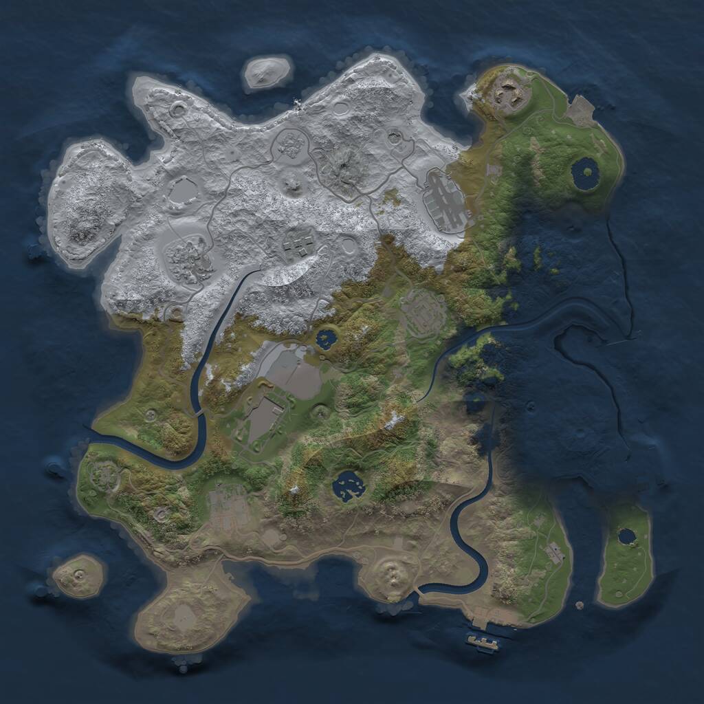 Rust Map: Procedural Map, Size: 3500, Seed: 539865116, 14 Monuments