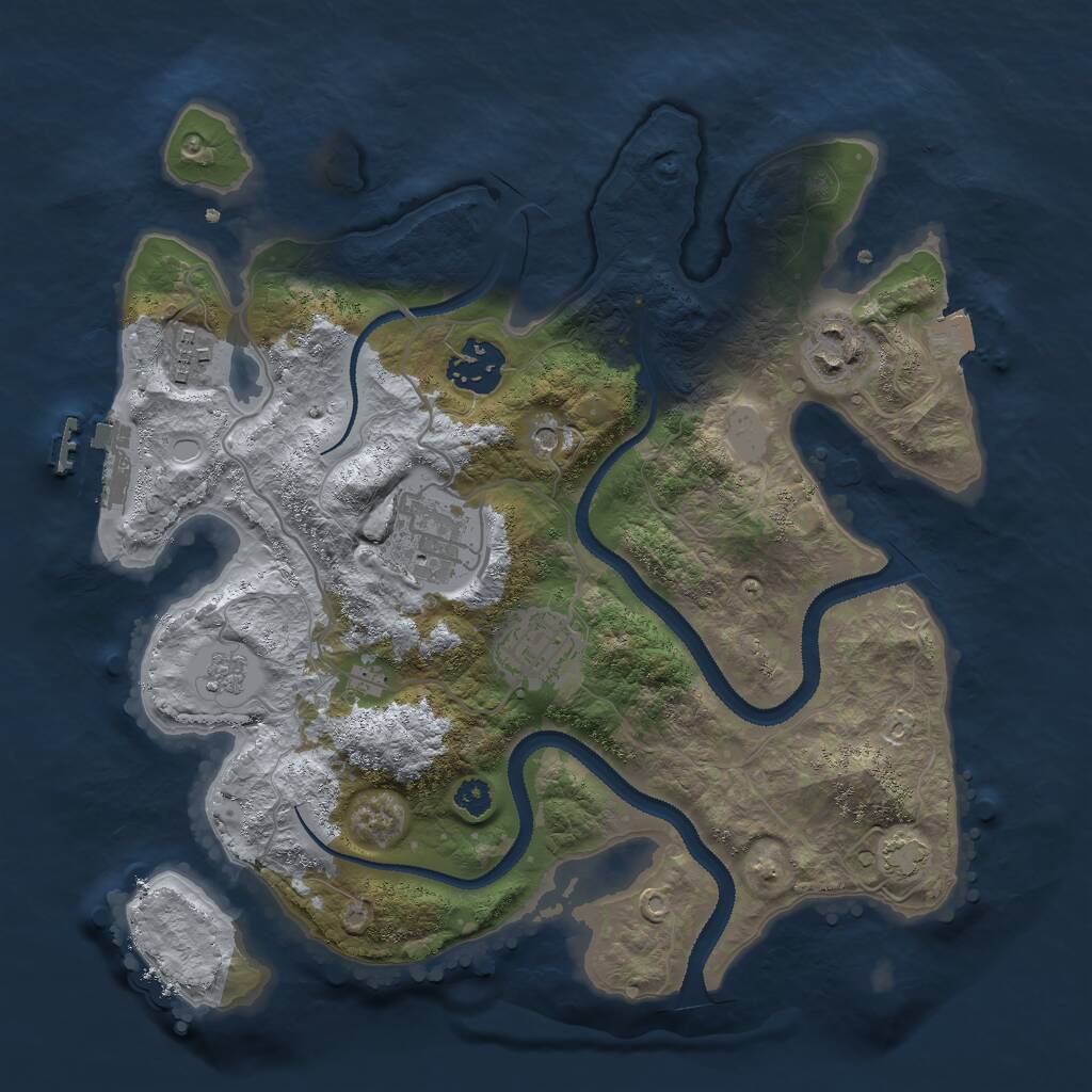 Rust Map: Procedural Map, Size: 3000, Seed: 687485244, 10 Monuments