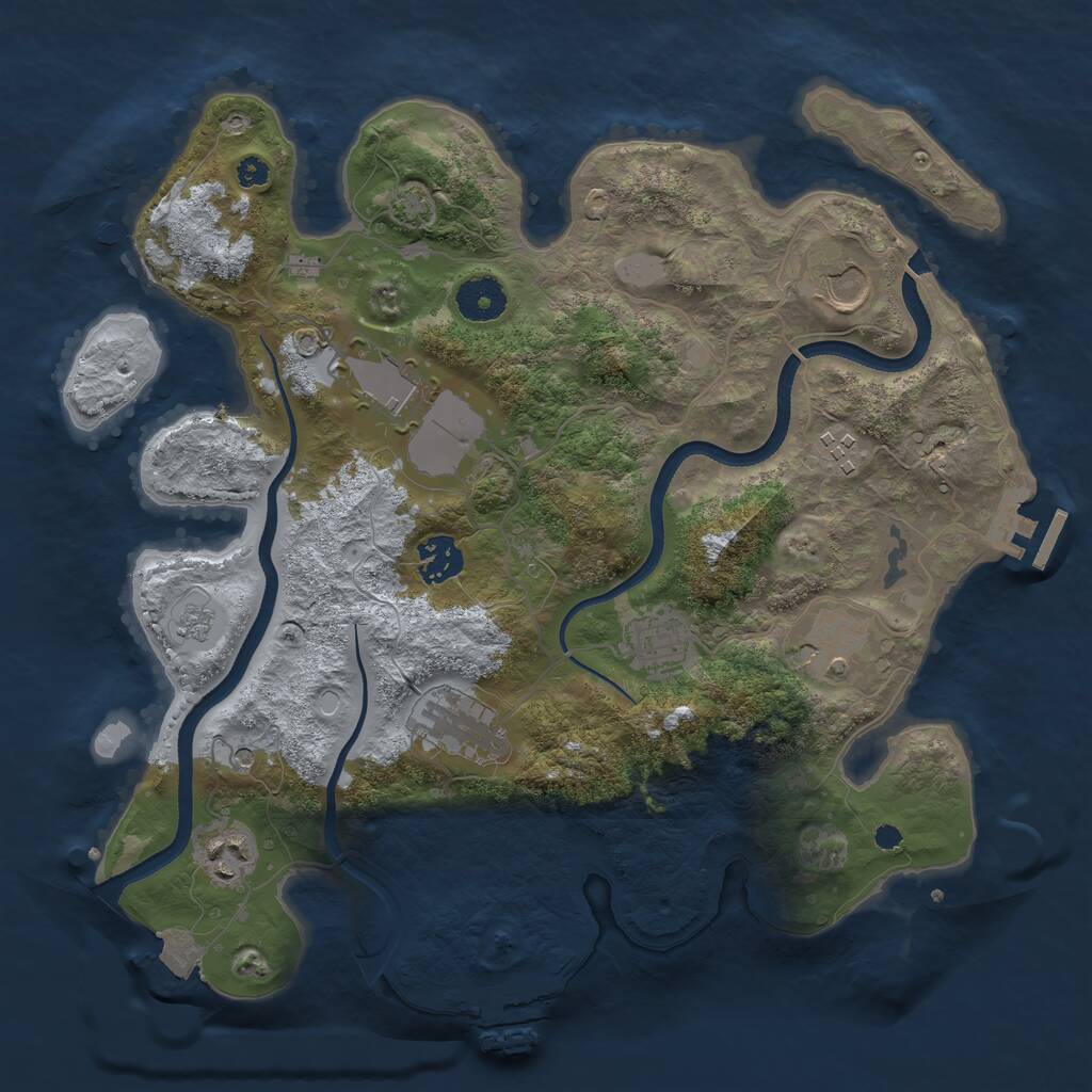 Rust Map: Procedural Map, Size: 3500, Seed: 1146041039, 14 Monuments