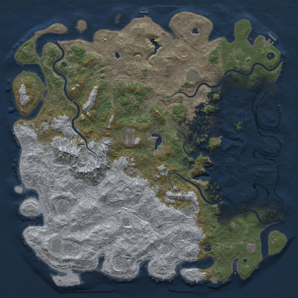 Rust Map: Procedural Map, Size: 6000, Seed: 1078846477, 17 Monuments
