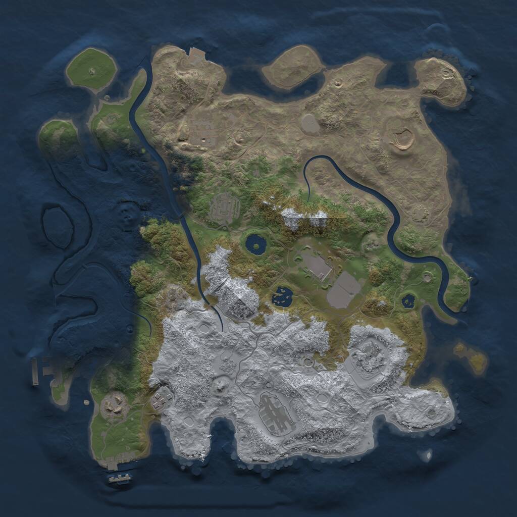 Rust Map: Procedural Map, Size: 3750, Seed: 1346339970, 15 Monuments