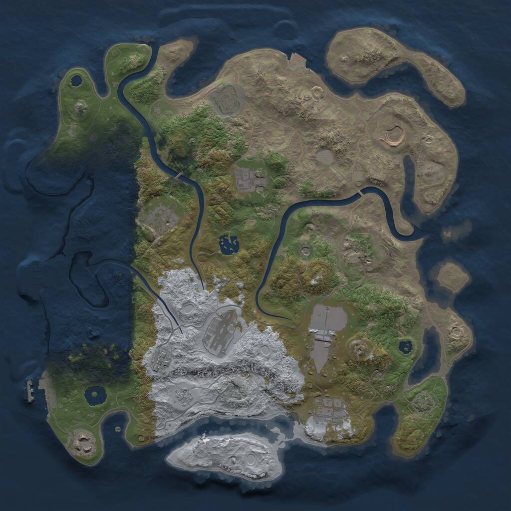 Rust Map: Procedural Map, Size: 3700, Seed: 744092304, 17 Monuments