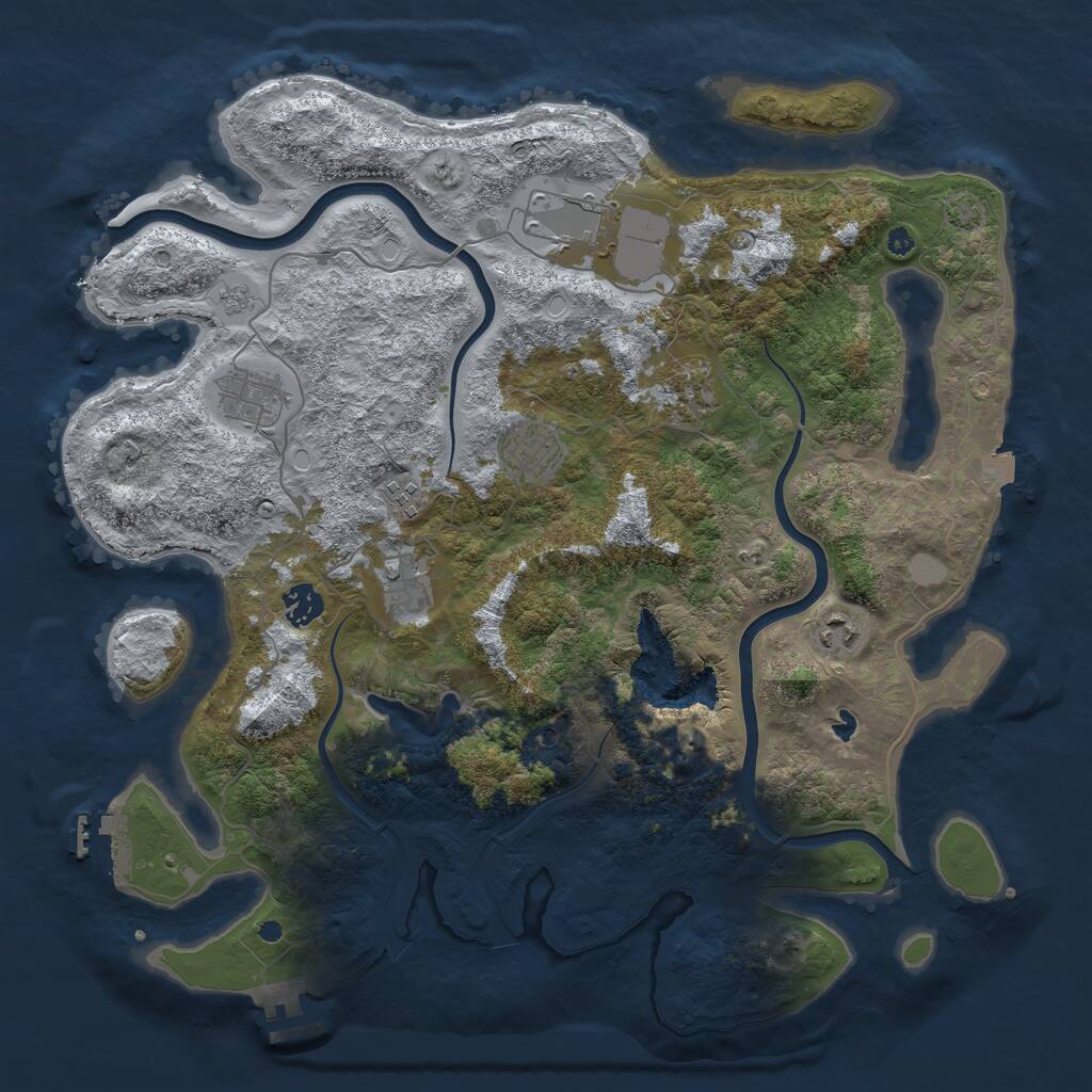 Rust Map: Procedural Map, Size: 4000, Seed: 268250417, 14 Monuments
