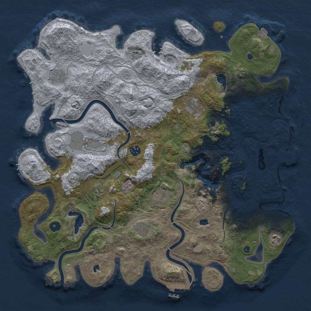 Rust Map: Procedural Map, Size: 4500, Seed: 2136158082, 15 Monuments