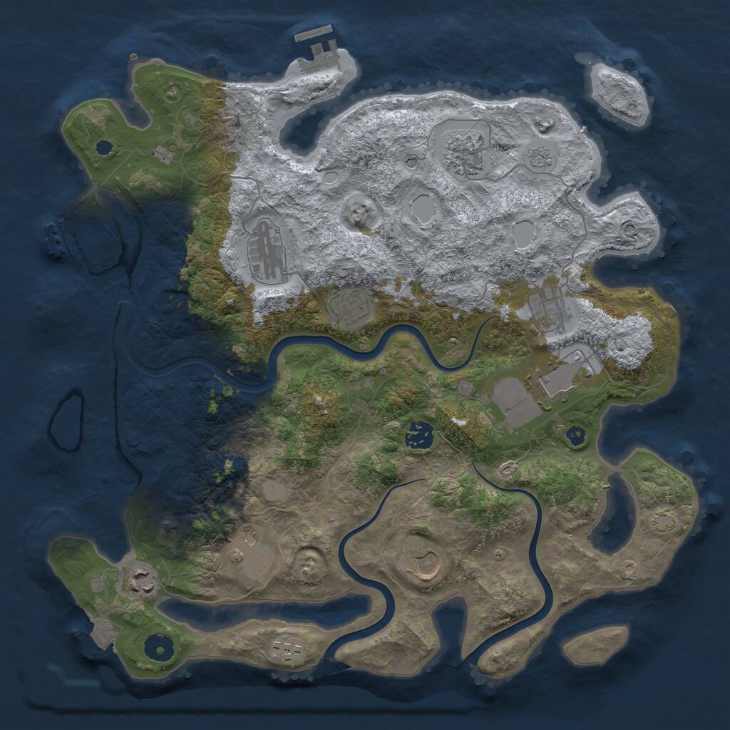 Rust Map: Procedural Map, Size: 3800, Seed: 1397289620, 16 Monuments