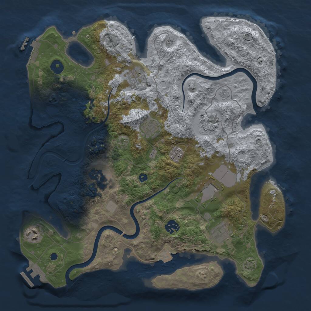 Rust Map: Procedural Map, Size: 3500, Seed: 1269244012, 15 Monuments