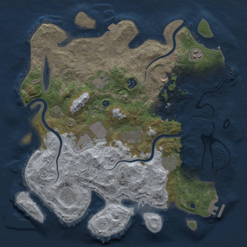 Rust Map: Procedural Map, Size: 3700, Seed: 1994723668, 15 Monuments