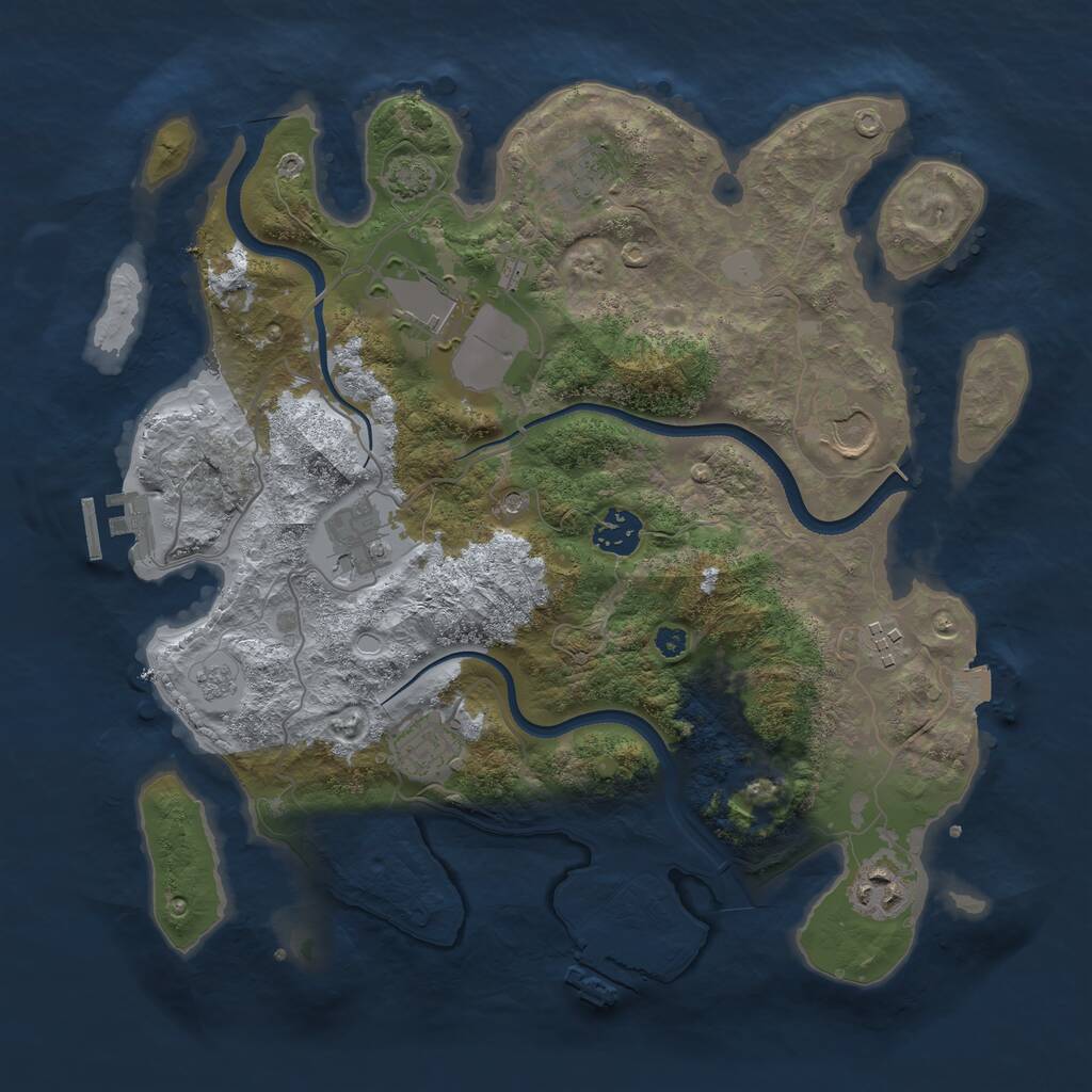 Rust Map: Procedural Map, Size: 3500, Seed: 828792248, 14 Monuments