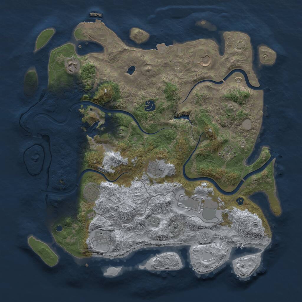 Rust Map: Procedural Map, Size: 4000, Seed: 822643503, 14 Monuments