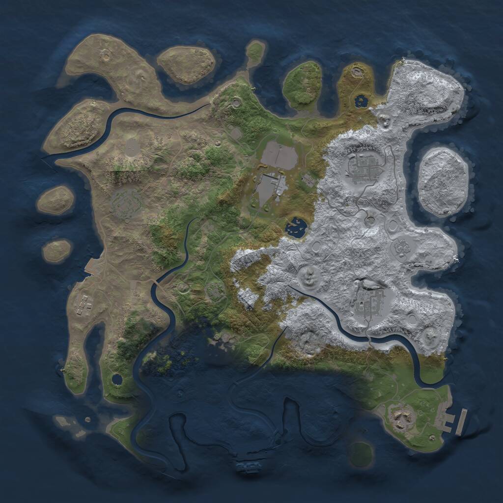 Rust Map: Procedural Map, Size: 3750, Seed: 740970027, 14 Monuments