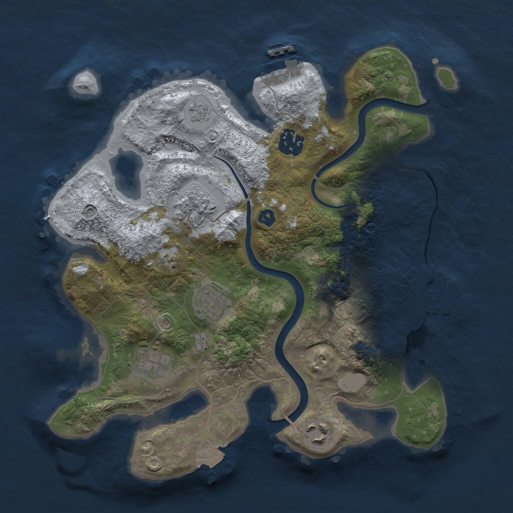 Rust Map: Procedural Map, Size: 3000, Seed: 73878, 10 Monuments