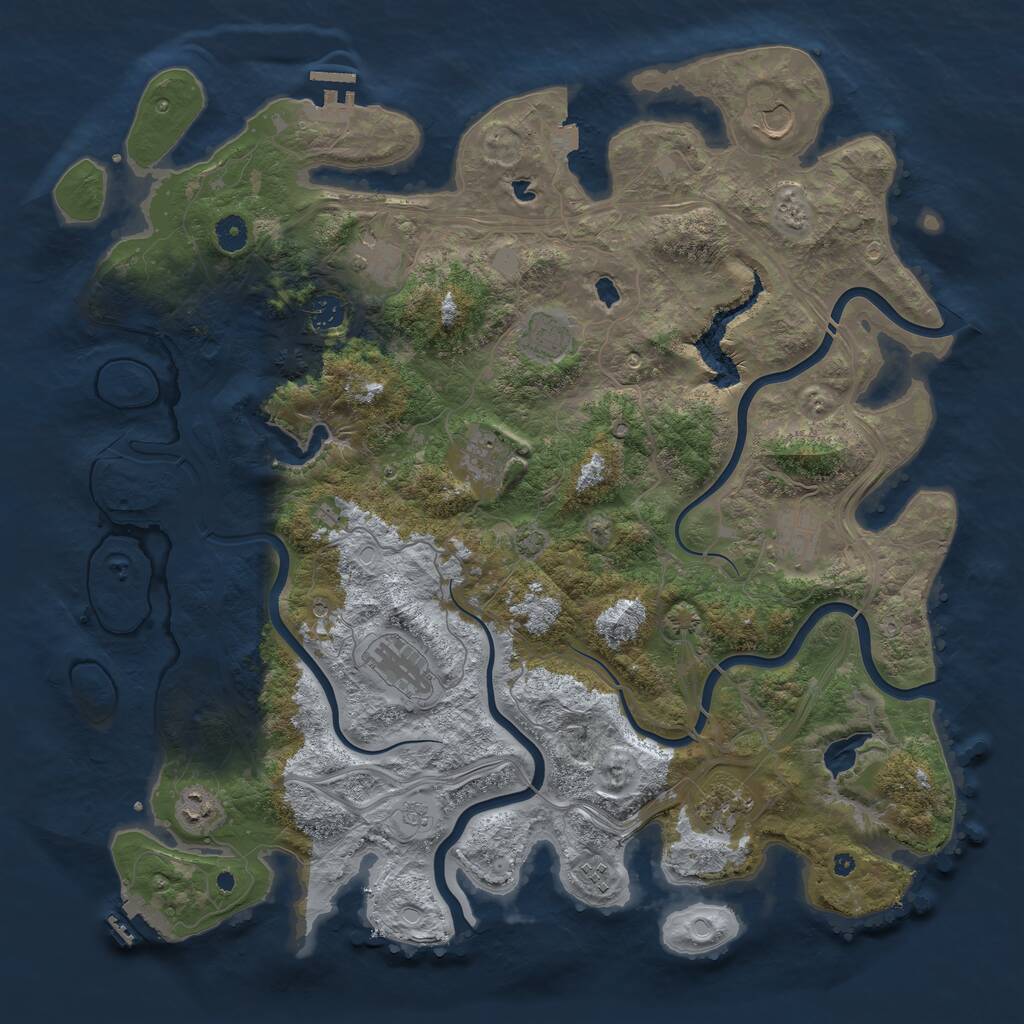 Rust Map: Procedural Map, Size: 4500, Seed: 825456644, 16 Monuments