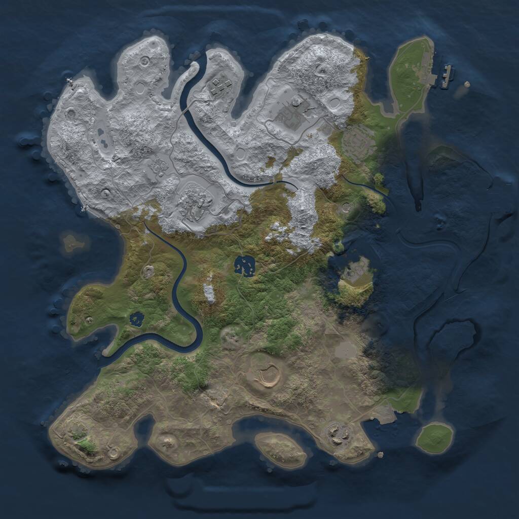 Rust Map: Procedural Map, Size: 3500, Seed: 393596971, 14 Monuments