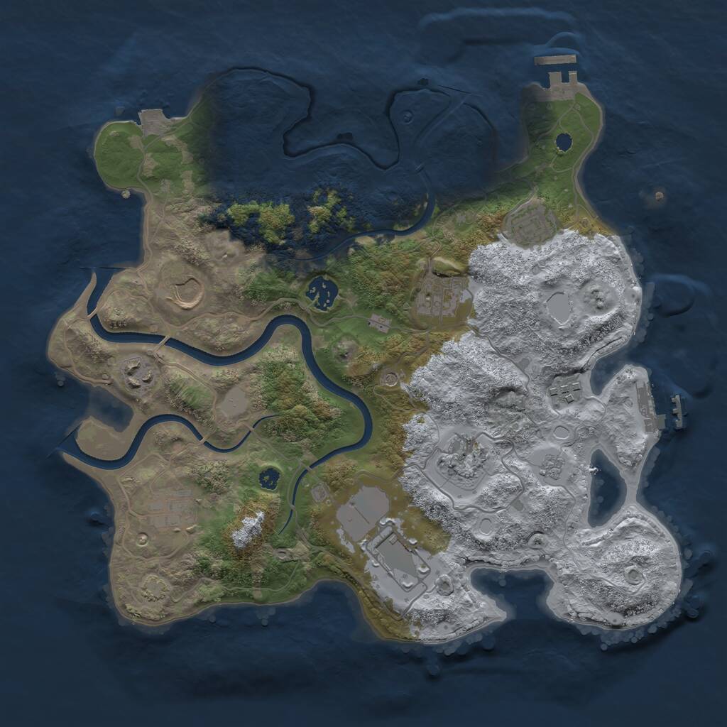 Rust Map: Procedural Map, Size: 3500, Seed: 2136782, 15 Monuments