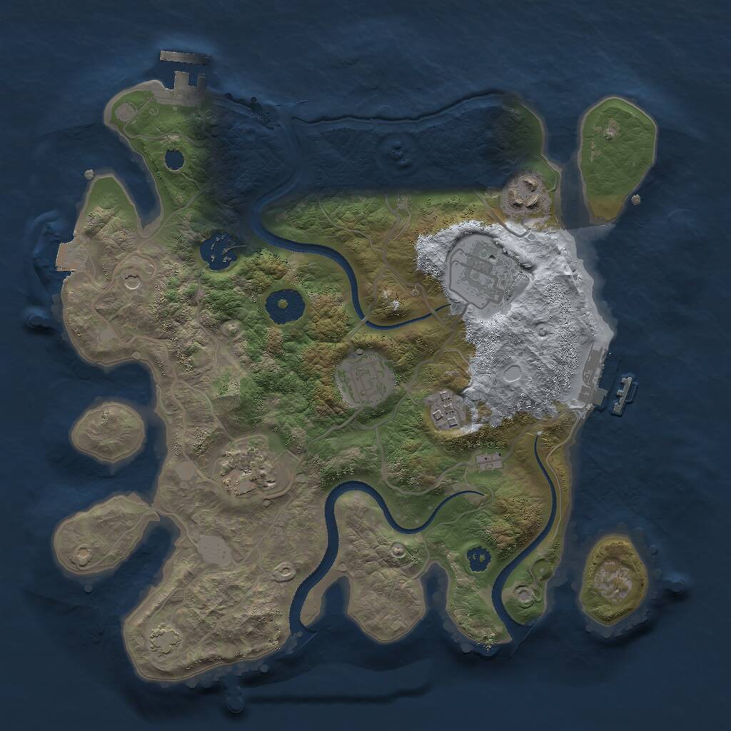 Rust Map: Procedural Map, Size: 3000, Seed: 1840733423, 11 Monuments