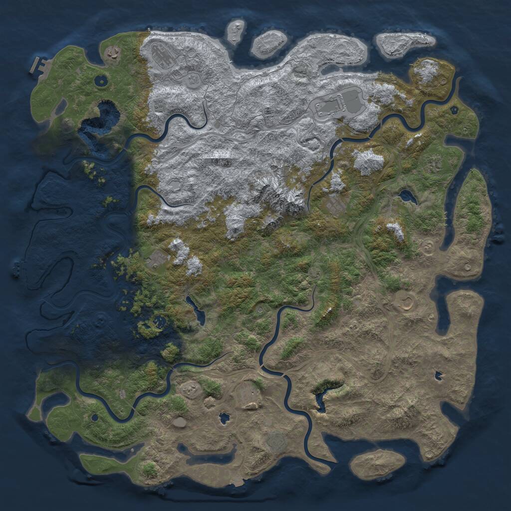Rust Map: Procedural Map, Size: 6000, Seed: 114765356, 17 Monuments