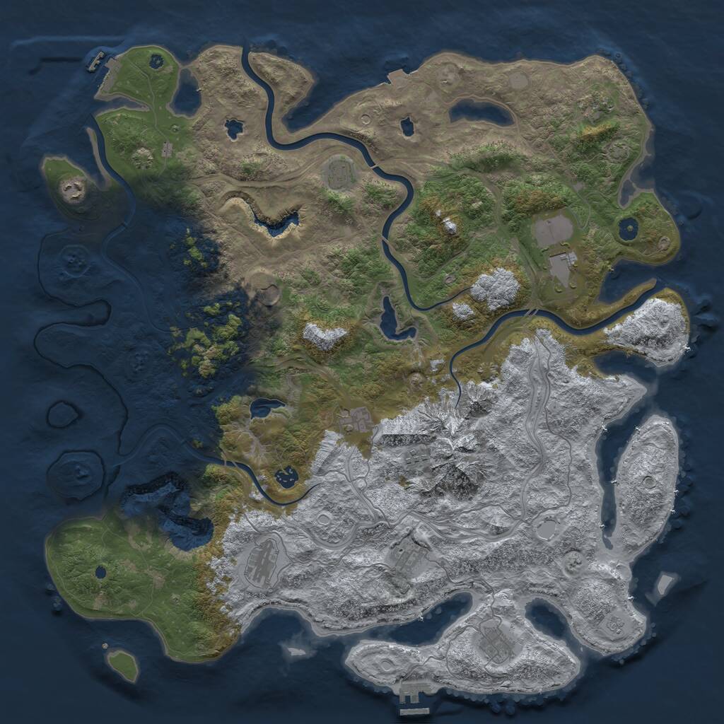 Rust Map: Procedural Map, Size: 5000, Seed: 847362915, 17 Monuments