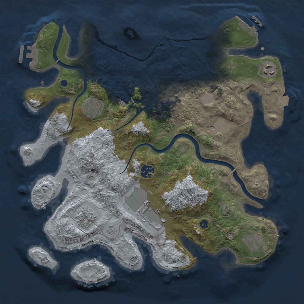 Rust Map: Procedural Map, Size: 3500, Seed: 470075959, 14 Monuments