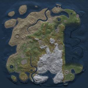 Thumbnail Rust Map: Procedural Map, Size: 3750, Seed: 988238532, 16 Monuments