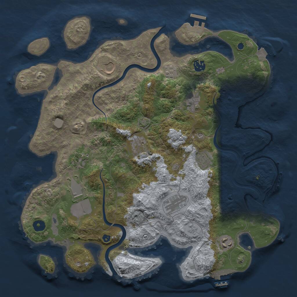 Rust Map: Procedural Map, Size: 3750, Seed: 988238532, 16 Monuments