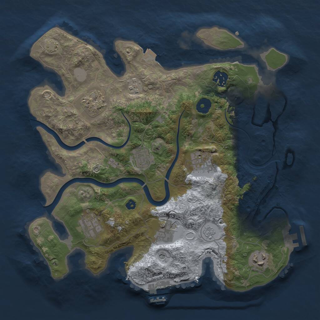 Rust Map: Procedural Map, Size: 3200, Seed: 409664, 14 Monuments