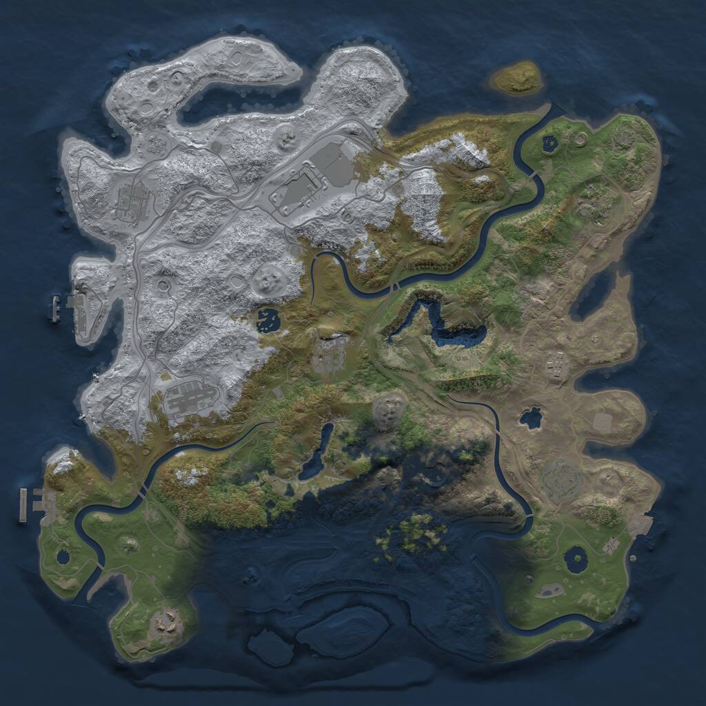 Rust Map: Procedural Map, Size: 4250, Seed: 72423210, 16 Monuments