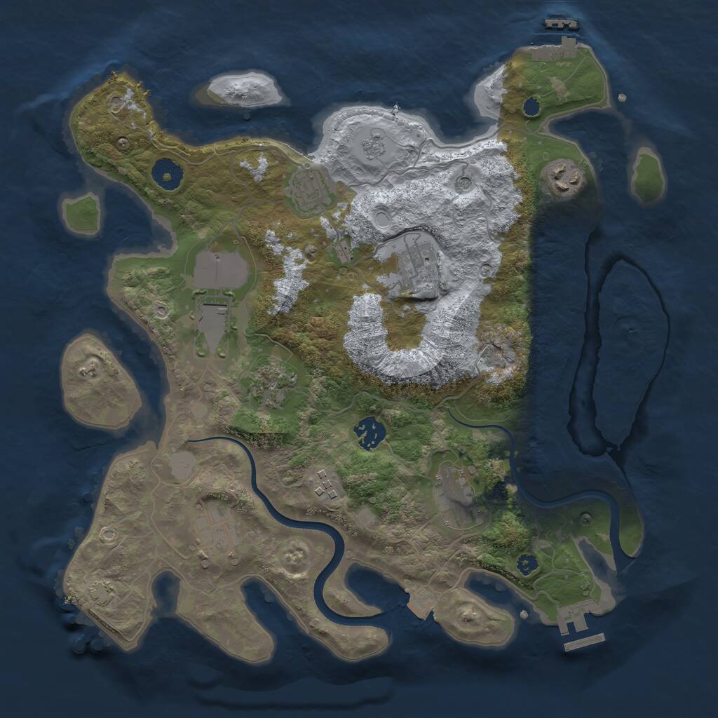 Rust Map: Procedural Map, Size: 3500, Seed: 1155153760, 15 Monuments