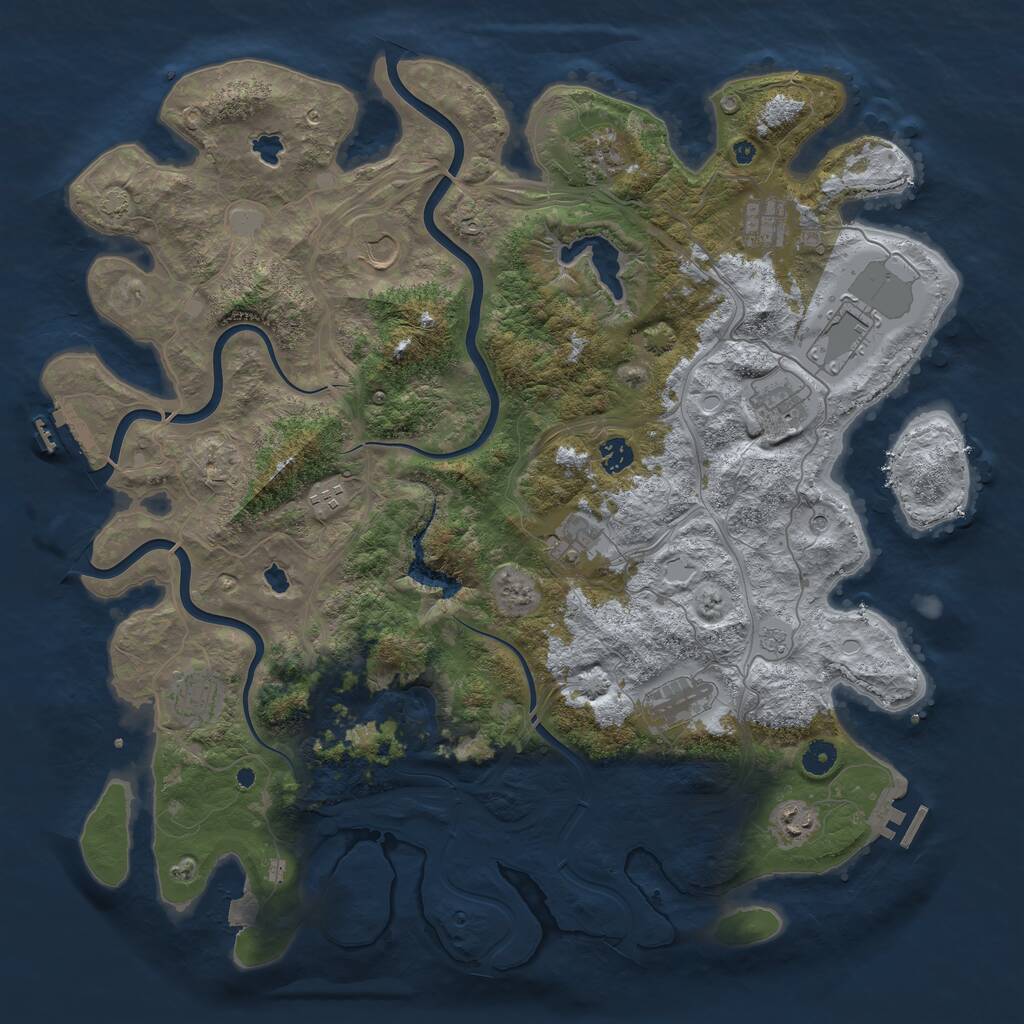 Rust Map: Procedural Map, Size: 4500, Seed: 1455357752, 17 Monuments