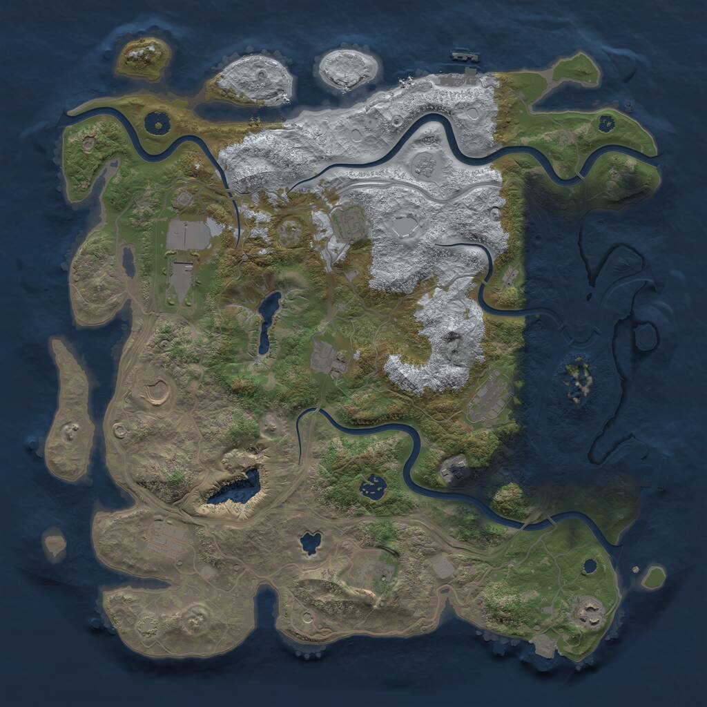 Rust Map: Procedural Map, Size: 4250, Seed: 500755986, 16 Monuments