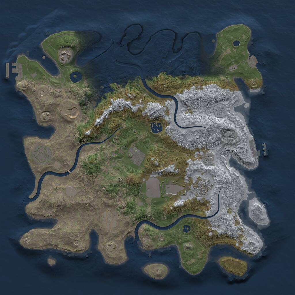 Rust Map: Procedural Map, Size: 3800, Seed: 8472910, 15 Monuments