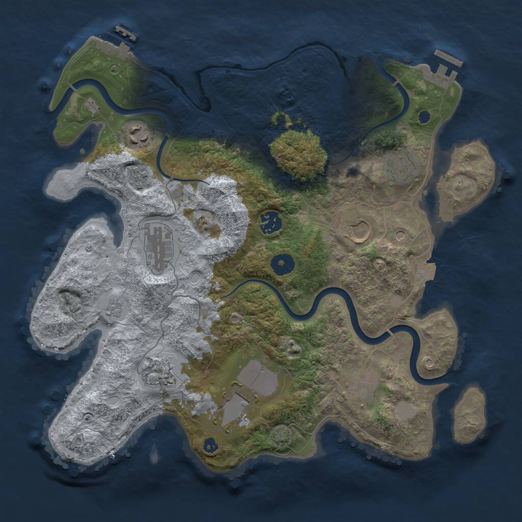 Rust Map: Procedural Map, Size: 3500, Seed: 1034804710, 15 Monuments