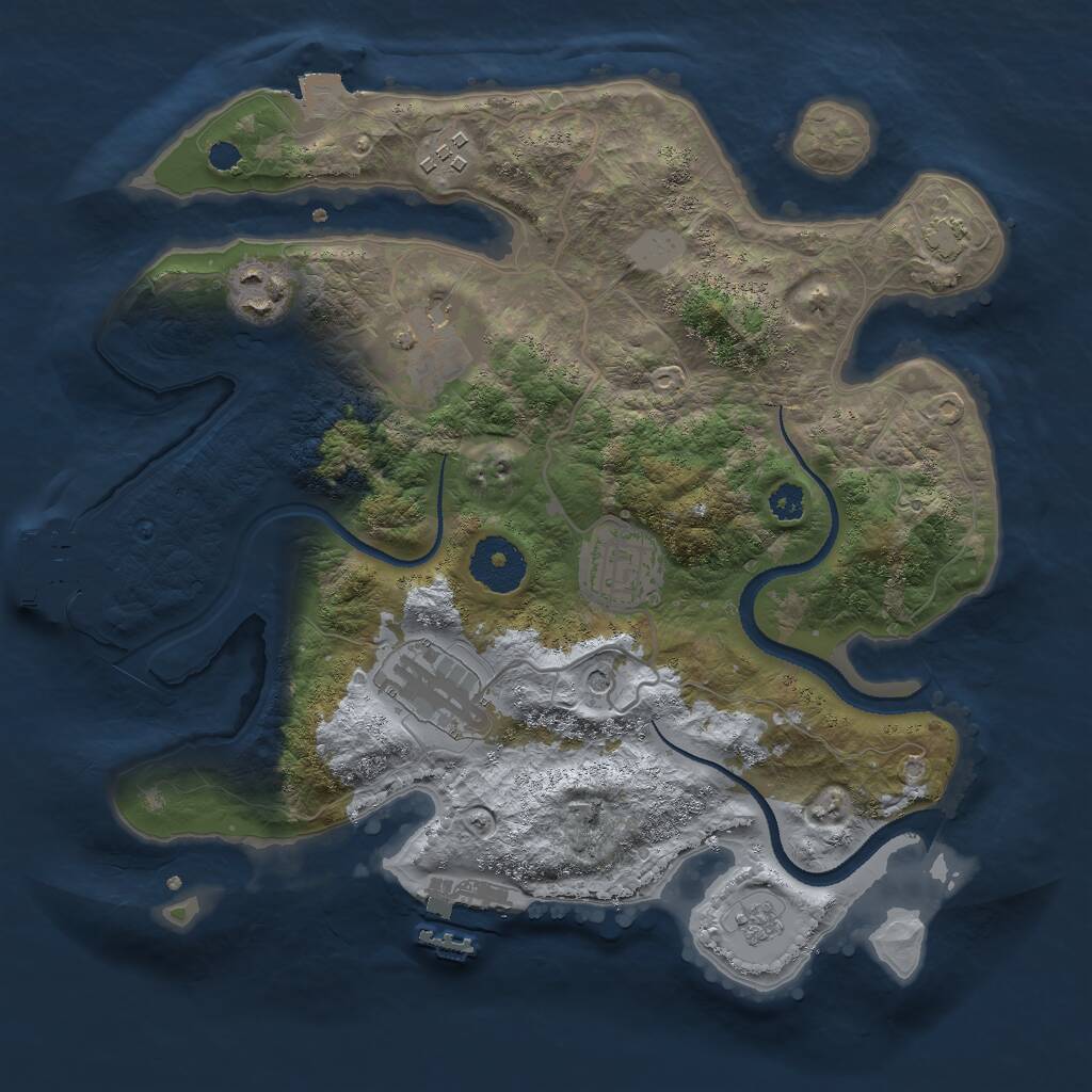 Rust Map: Procedural Map, Size: 3000, Seed: 855981515, 11 Monuments
