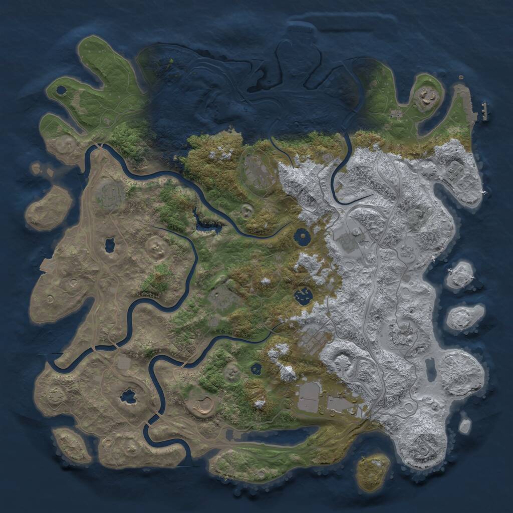 Rust Map: Procedural Map, Size: 4500, Seed: 332872702, 17 Monuments