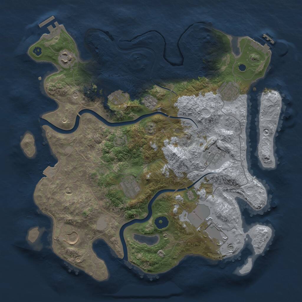 Rust Map: Procedural Map, Size: 3500, Seed: 124662010, 14 Monuments