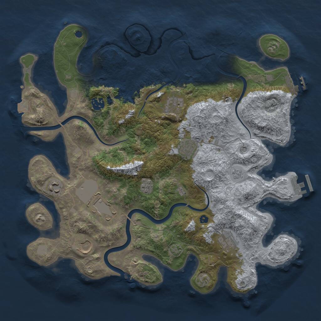 Rust Map: Procedural Map, Size: 3700, Seed: 1328036153, 14 Monuments