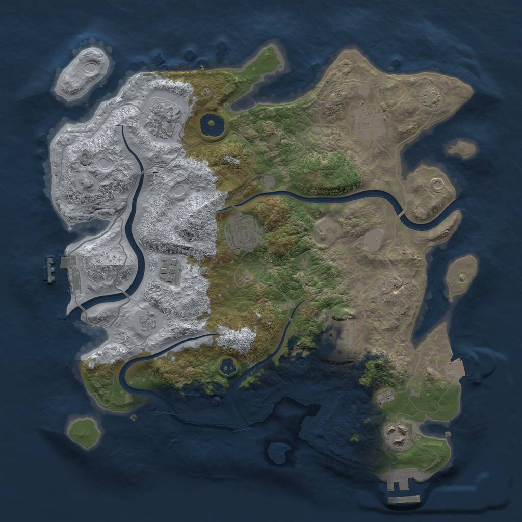 Rust Map: Procedural Map, Size: 3300, Seed: 943373283, 12 Monuments