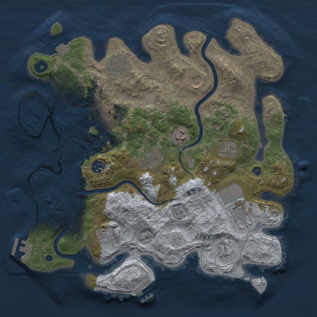 Rust Map: Procedural Map, Size: 3700, Seed: 1283265185, 17 Monuments