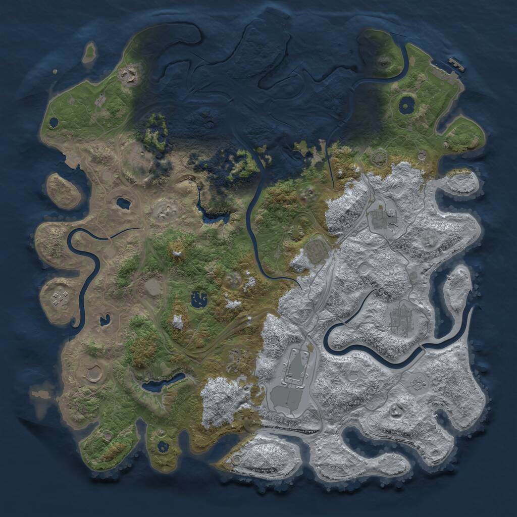 Rust Map: Procedural Map, Size: 4500, Seed: 380147, 16 Monuments