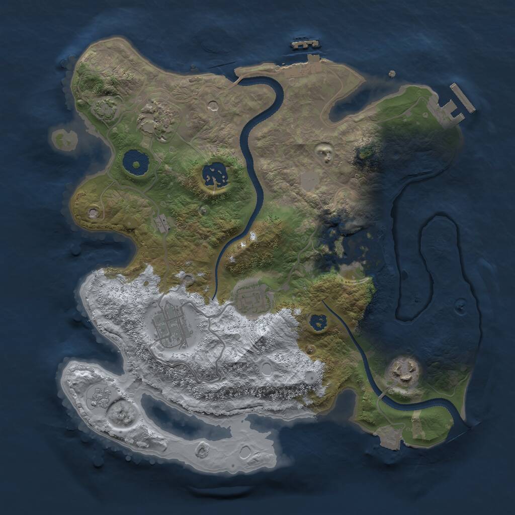 Rust Map: Procedural Map, Size: 3000, Seed: 1078846477, 12 Monuments