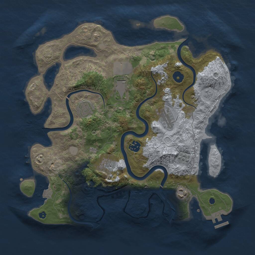 Rust Map: Procedural Map, Size: 3500, Seed: 1466258391, 11 Monuments