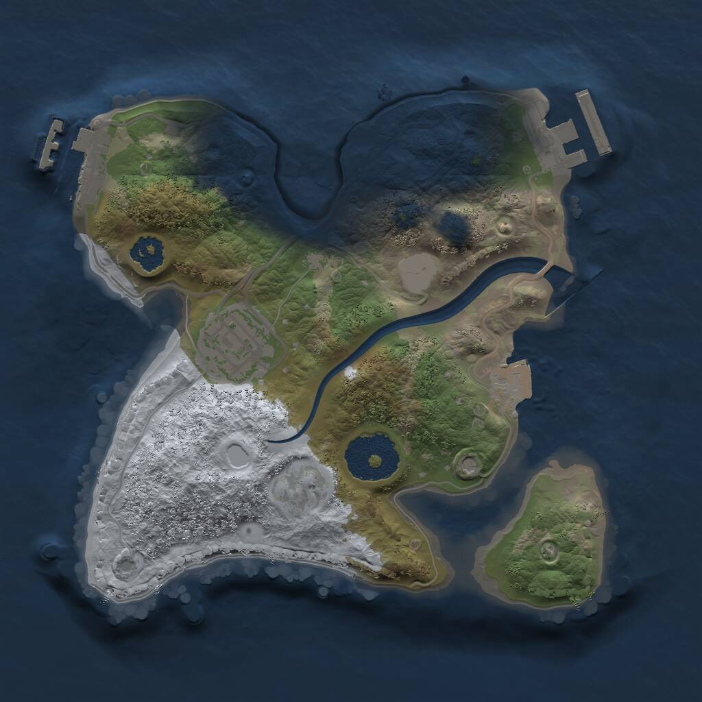 Rust Map: Procedural Map, Size: 2100, Seed: 2315211, 4 Monuments