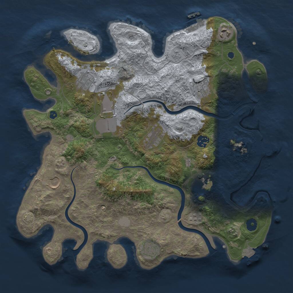 Rust Map: Procedural Map, Size: 3700, Seed: 142427864, 16 Monuments
