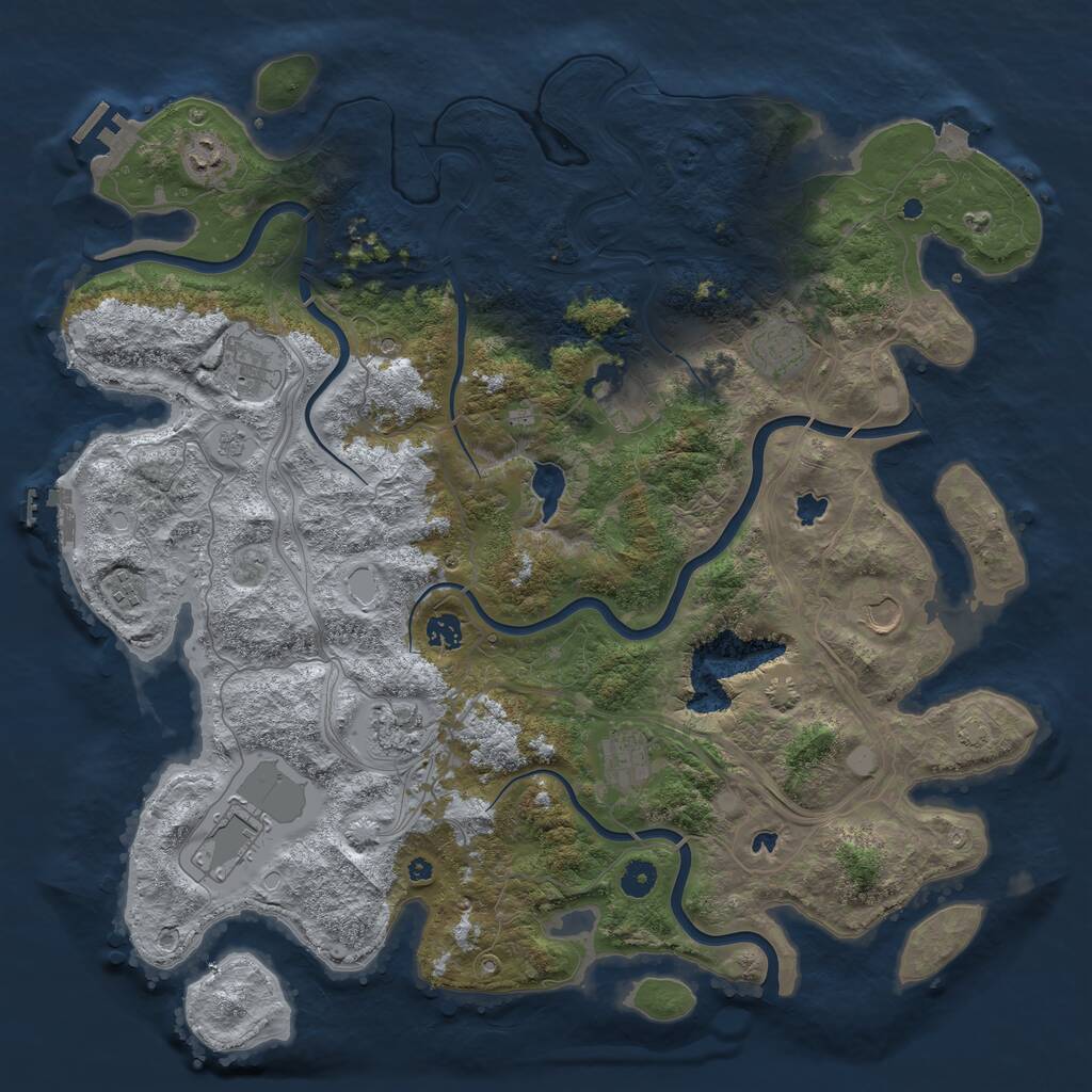 Rust Map: Procedural Map, Size: 4500, Seed: 1969761073, 16 Monuments