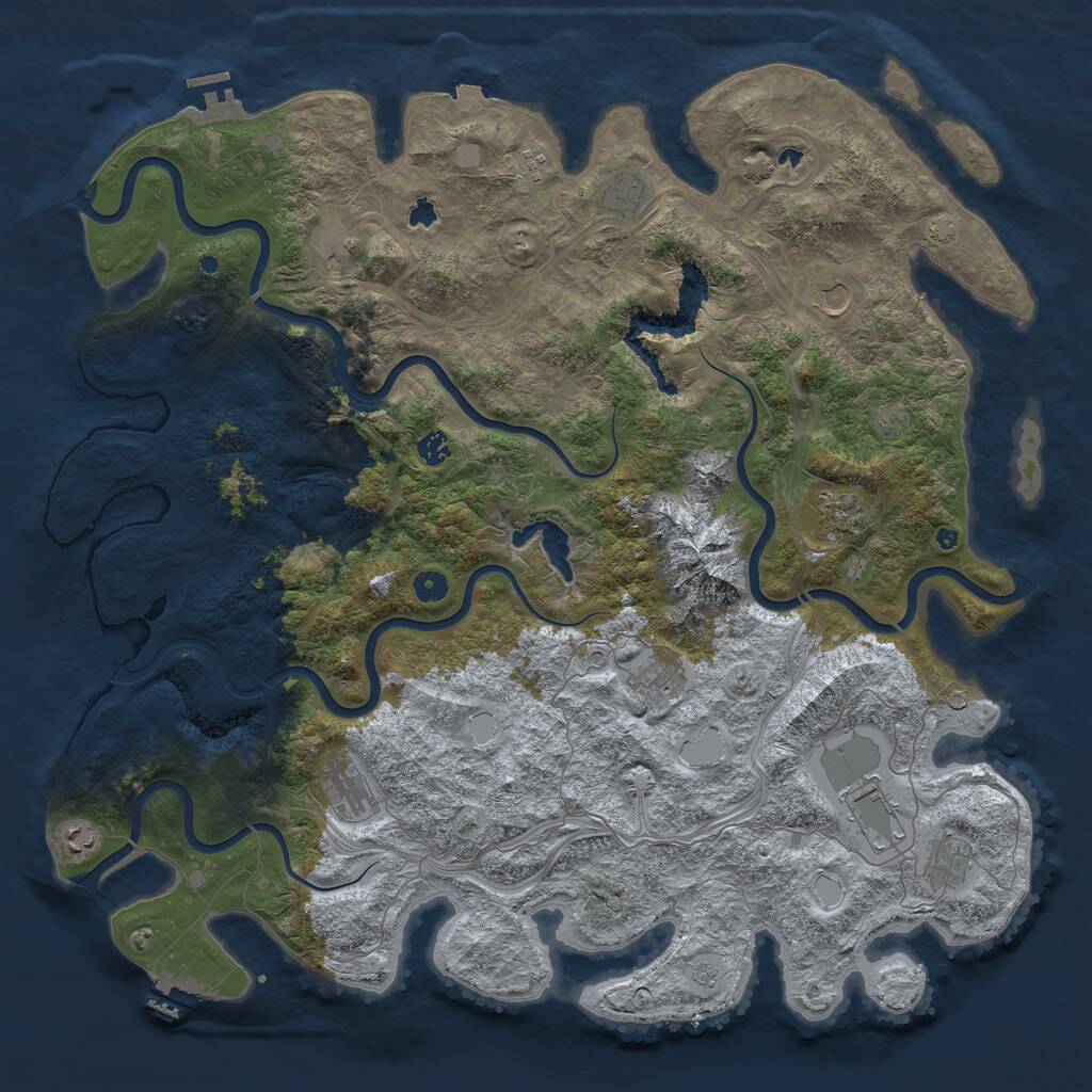 Rust Map: Procedural Map, Size: 5000, Seed: 502977220, 17 Monuments