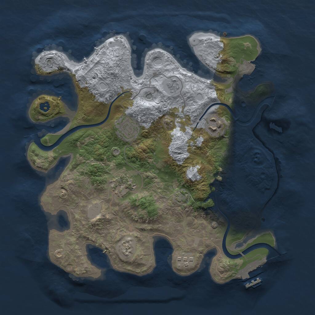 Rust Map: Procedural Map, Size: 3000, Seed: 832504341, 9 Monuments