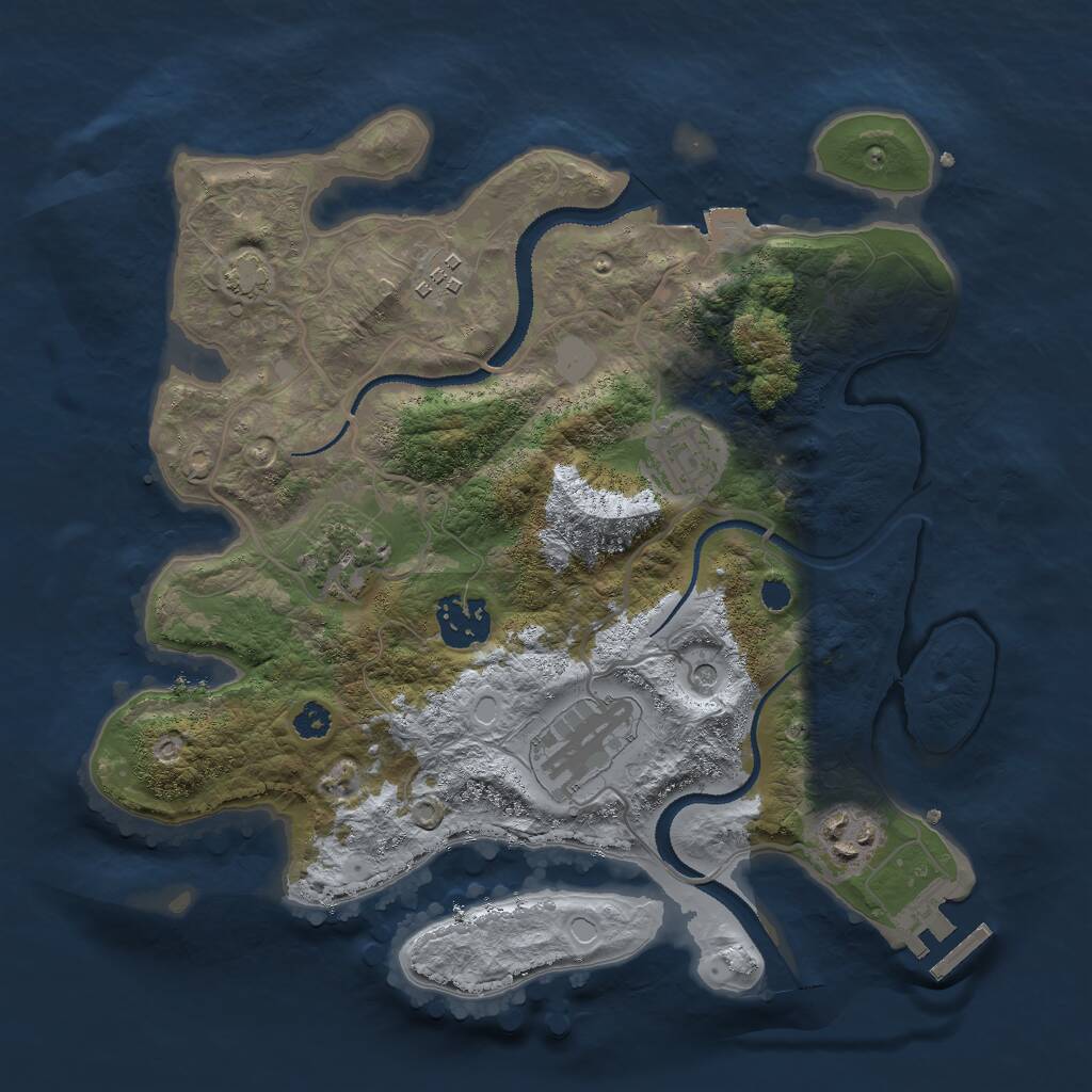Rust Map: Procedural Map, Size: 3000, Seed: 1746293896, 10 Monuments