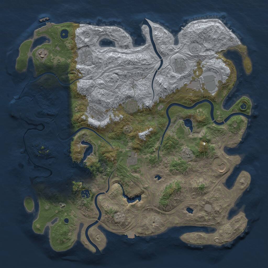 Rust Map: Procedural Map, Size: 4500, Seed: 761348, 16 Monuments