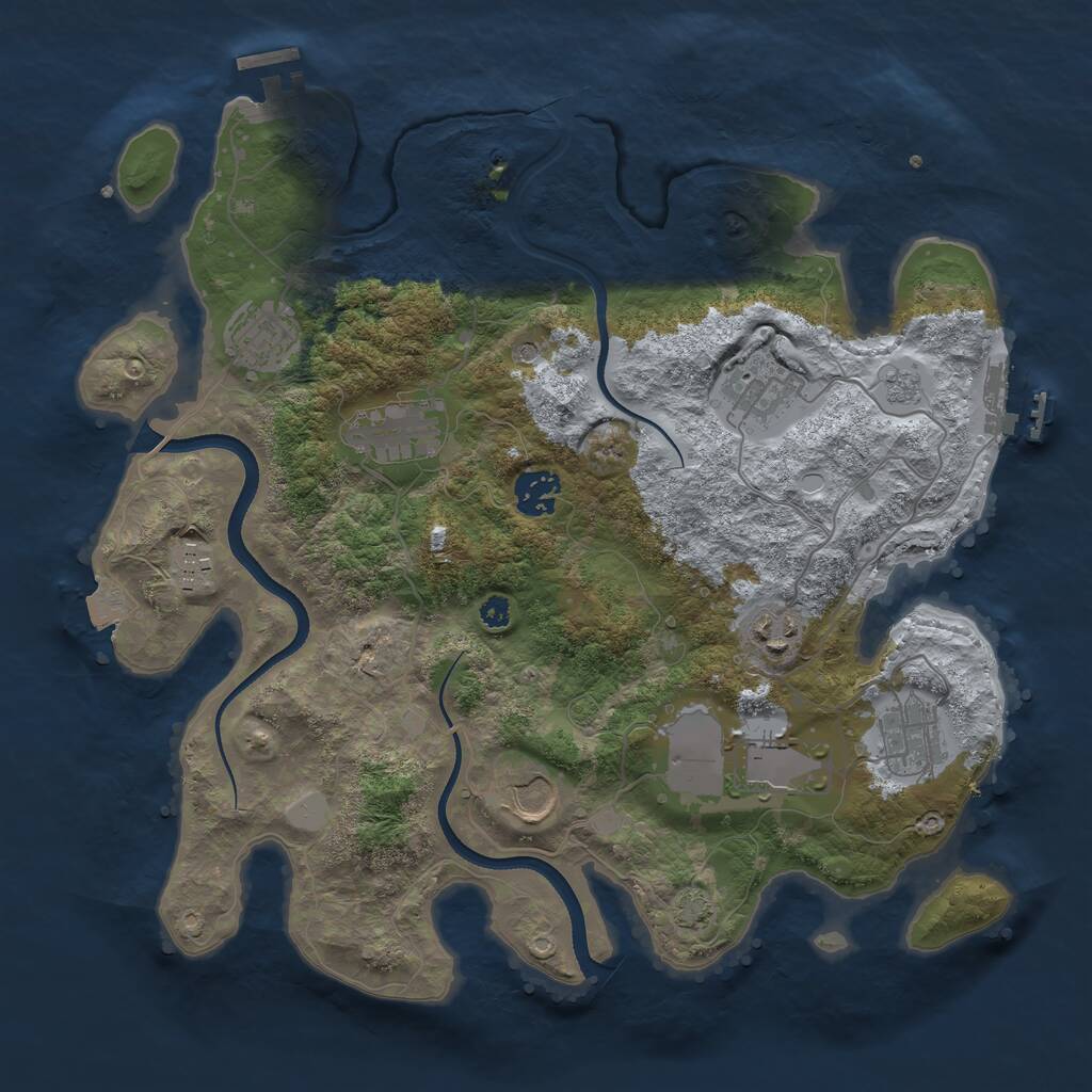 Rust Map: Procedural Map, Size: 3500, Seed: 1972377764, 15 Monuments